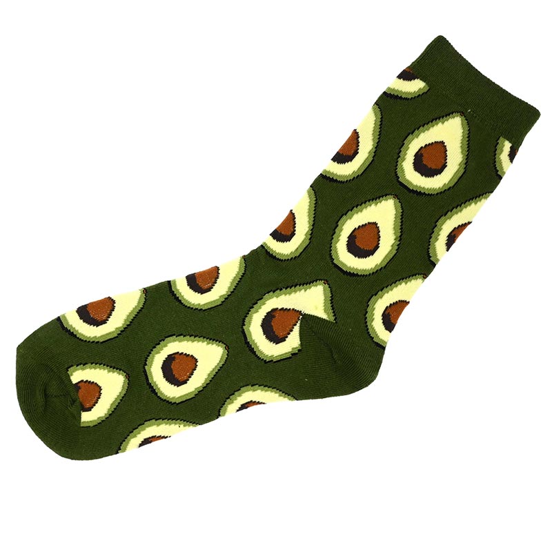 Grüne Socke mit Avocado Motiv